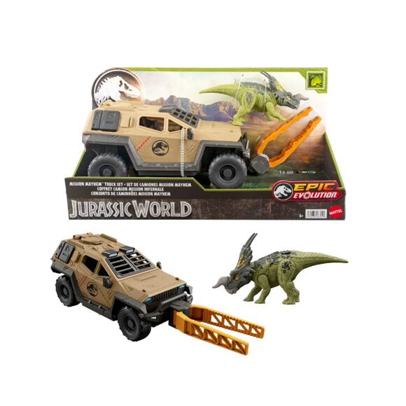 Jurassic World Mission Mayhem Truck & Dinosaur Action Figure Toy Set - Picture 1 of 8
